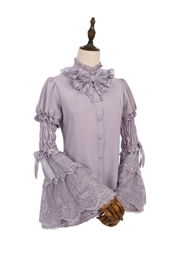 Floral Banquet Princess Sleeve Shirt + Ruffle Lolita Dress