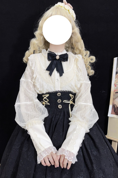 Stand collar retro girly blouse