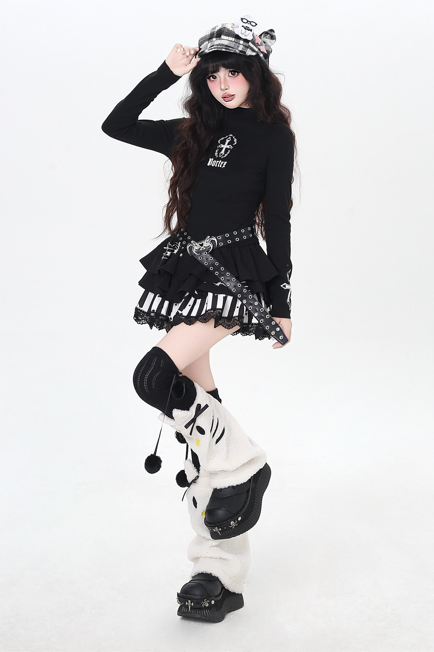 クロススリムタートルネックトップス