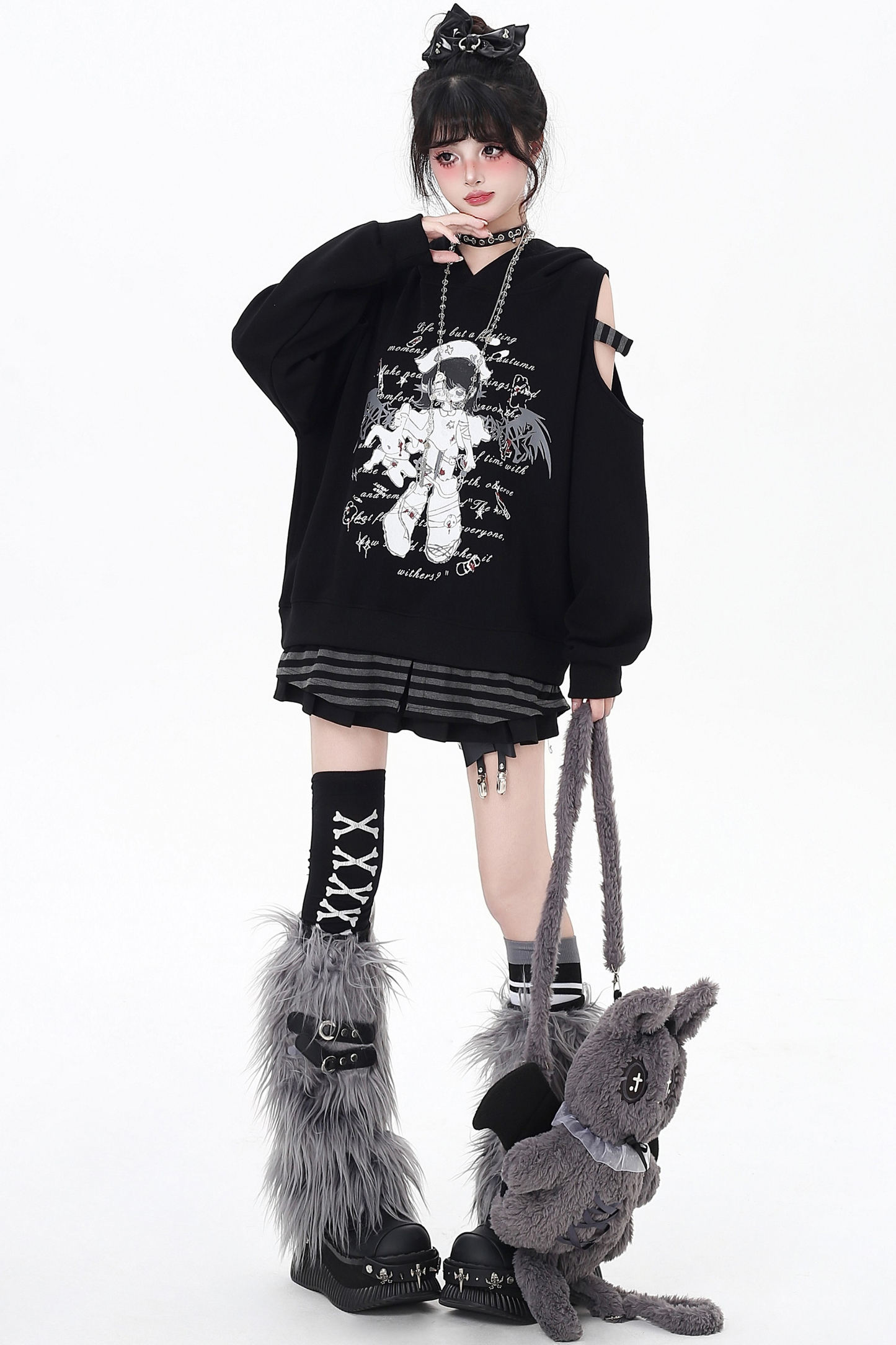 オフショルダールーズボーダートップス