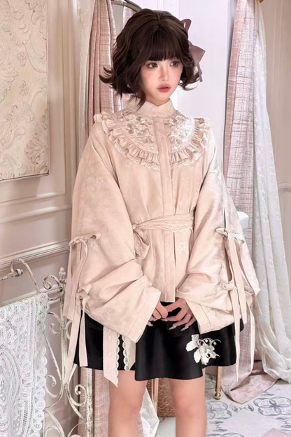 Hanfu Stand Collar Jacket + Puffy Skirt
