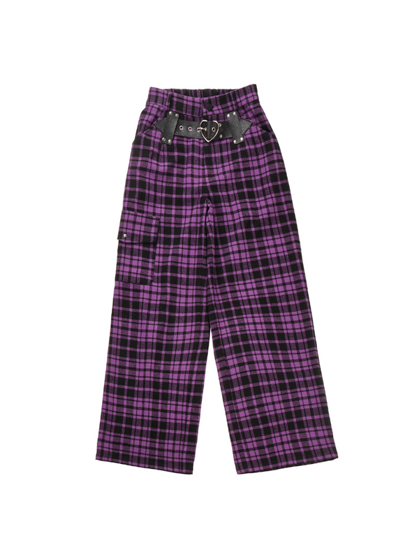 ブラック&パープルベアフーディーボアジャケット&シャツボトムスセットアップ