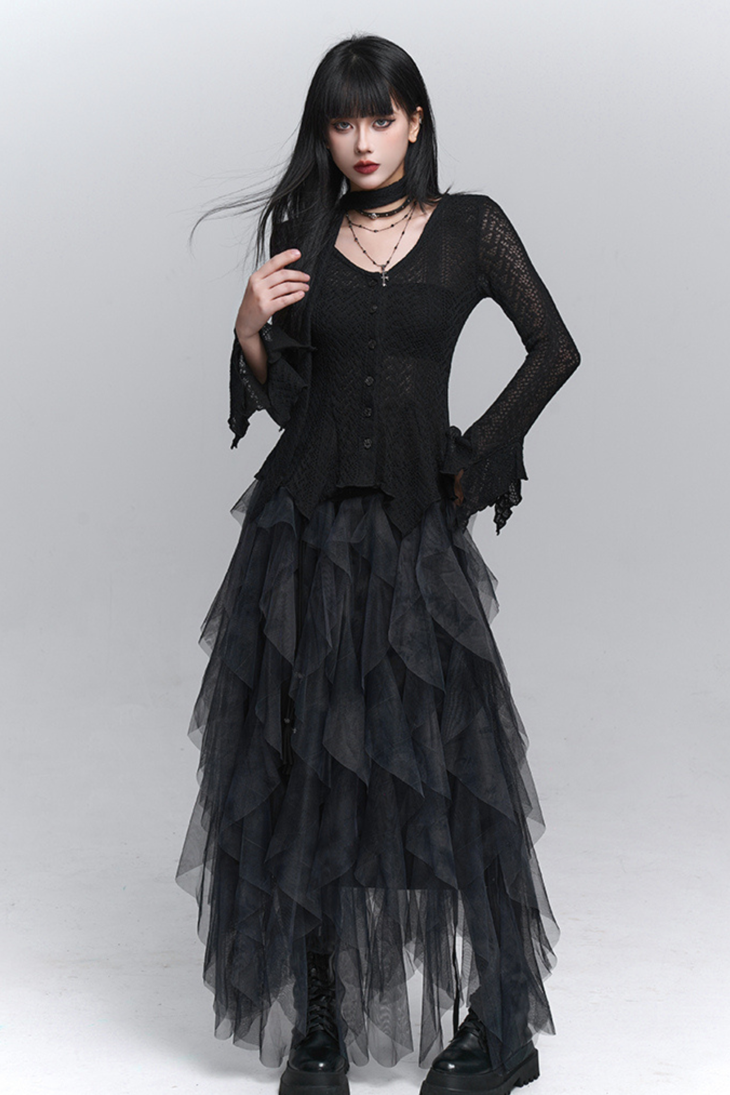 タイダイシアーフェザースカート