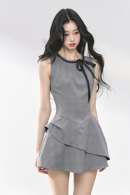フレンチガーリーリトルリボンノースリーブワンピース
