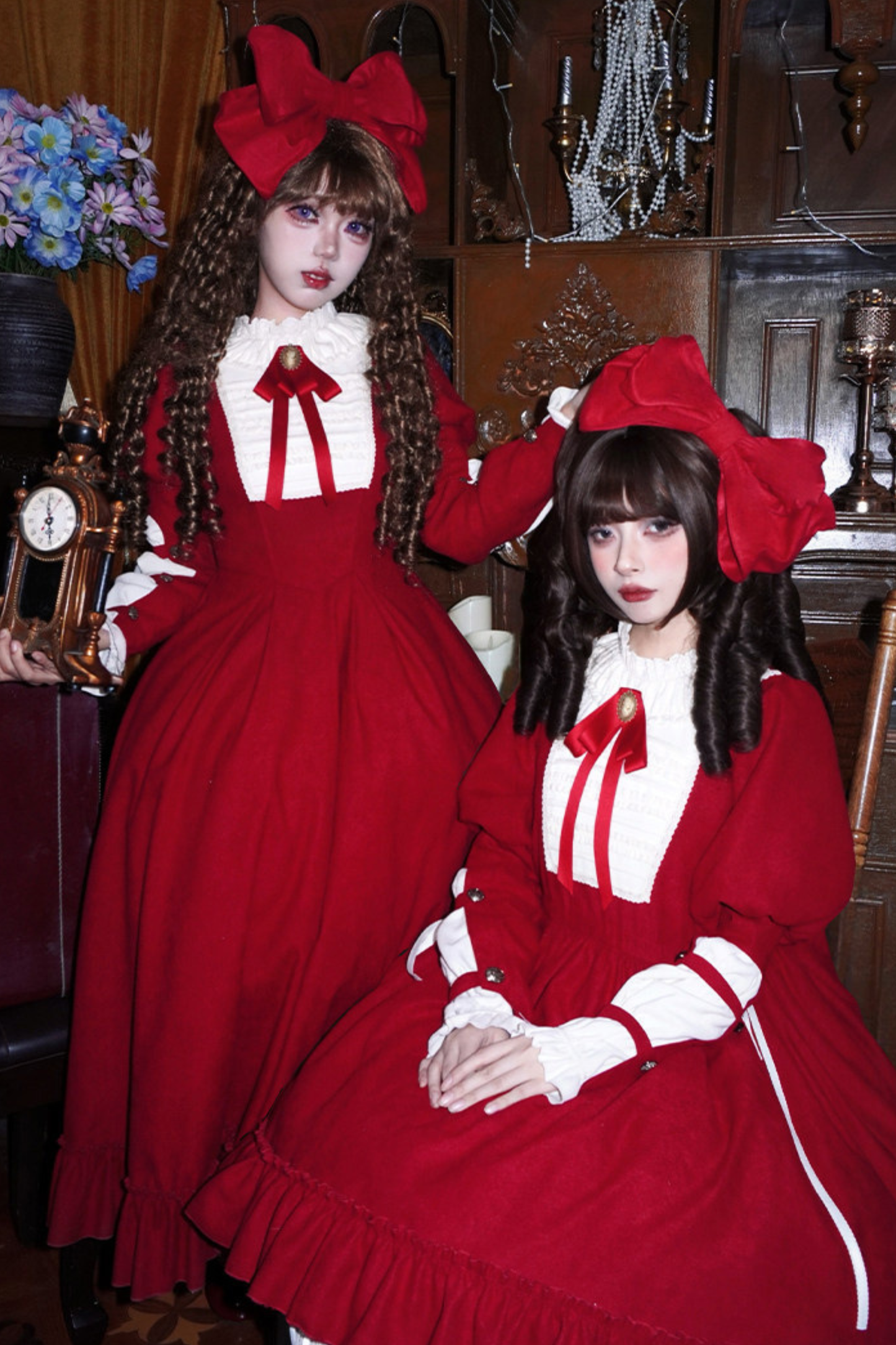 レースラッフルロリータドレス+リボン