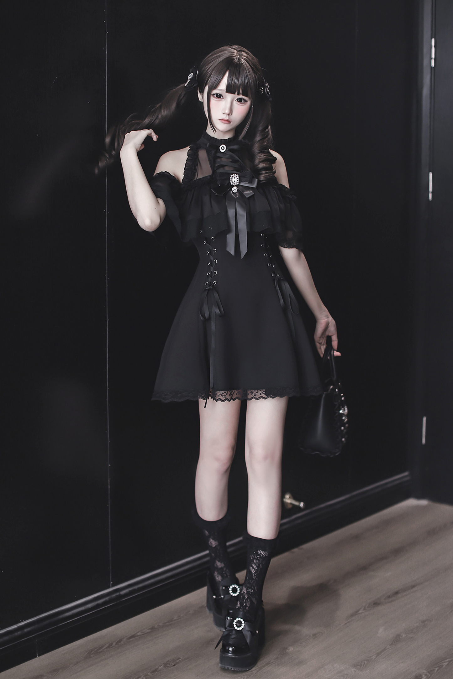 【3月15日予約締切】ダークゴシックシフォンドレス+リボン