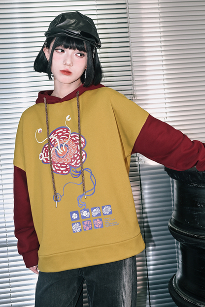 ラフレシアフラワーバイカラーフードパーカー