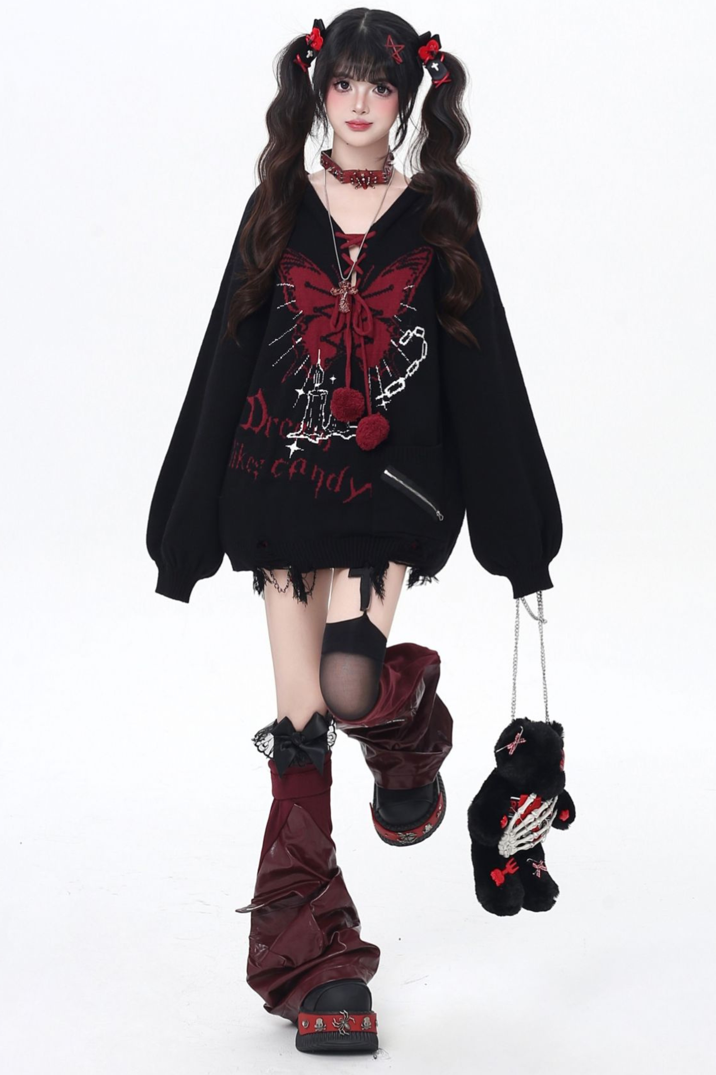 バタフライシャックル Vネックニット