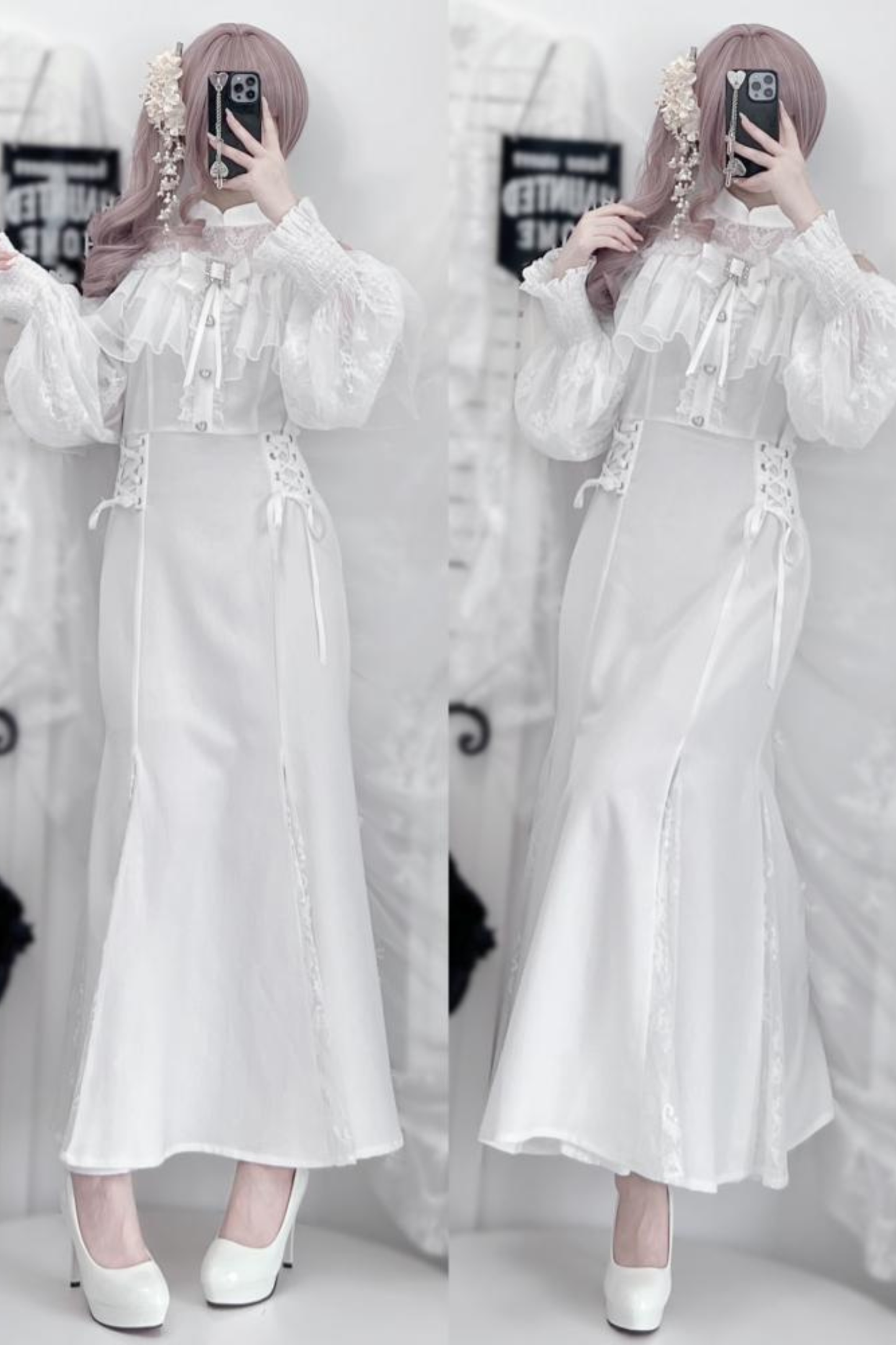 マーメイドロングガーゼスカートドレス