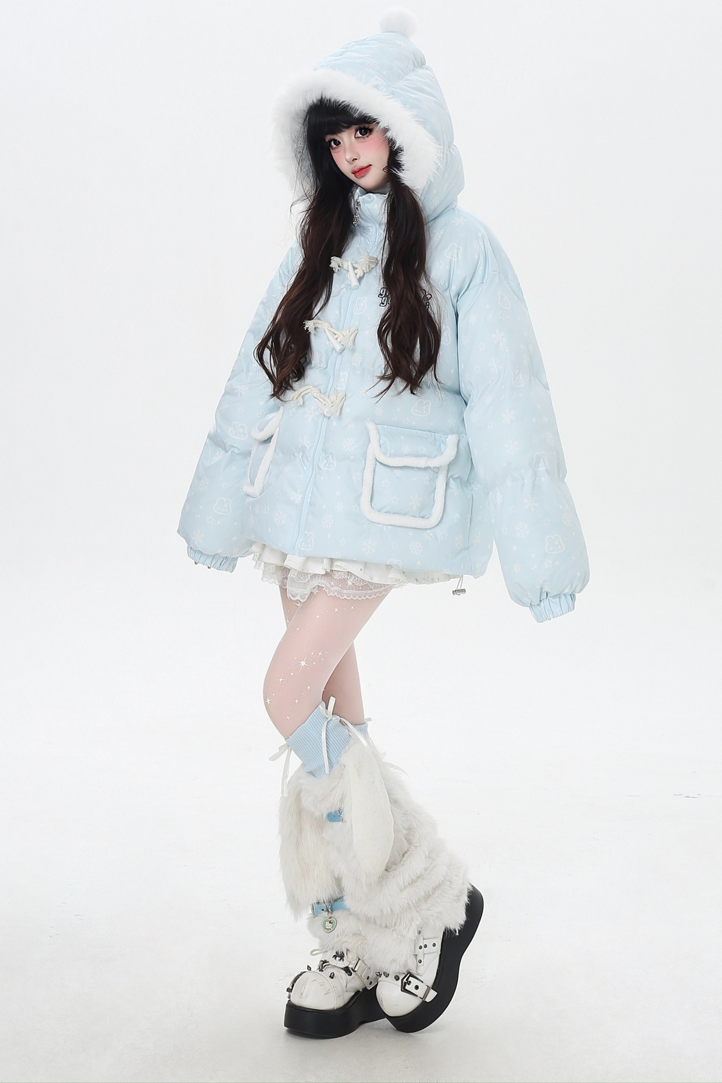 スノーフレークラビットフードジャケット