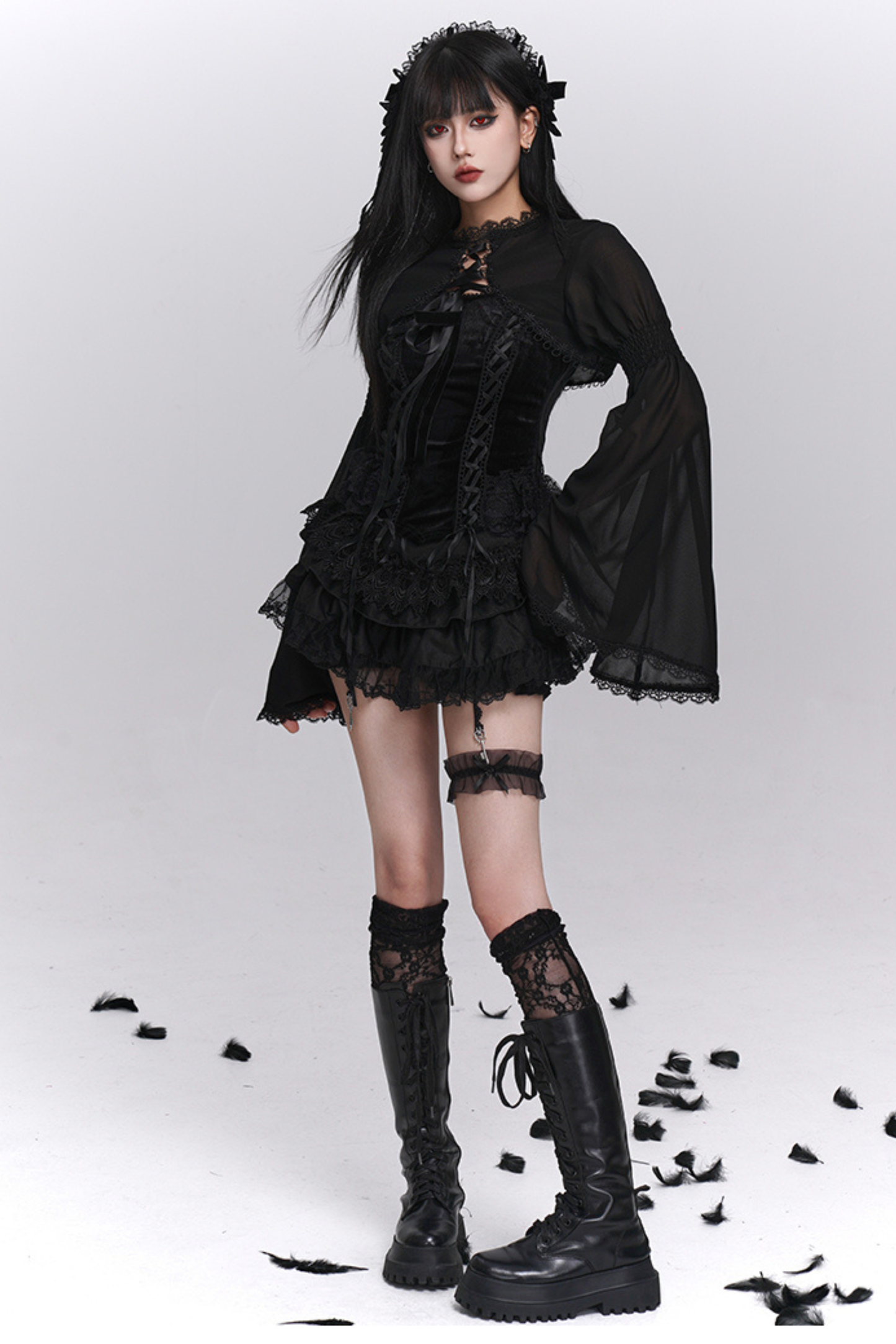 ゴーストガールゴシックパフィースカート＋キャミソール＋ショートアウター