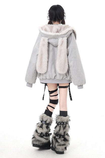 バニーファーフードジップジャケット