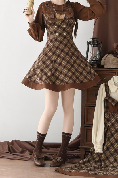 [Reservation Deadline February 3rd] Vintage Detective Series Lapel Cape + Suspender Dress + Ribbon Brooch