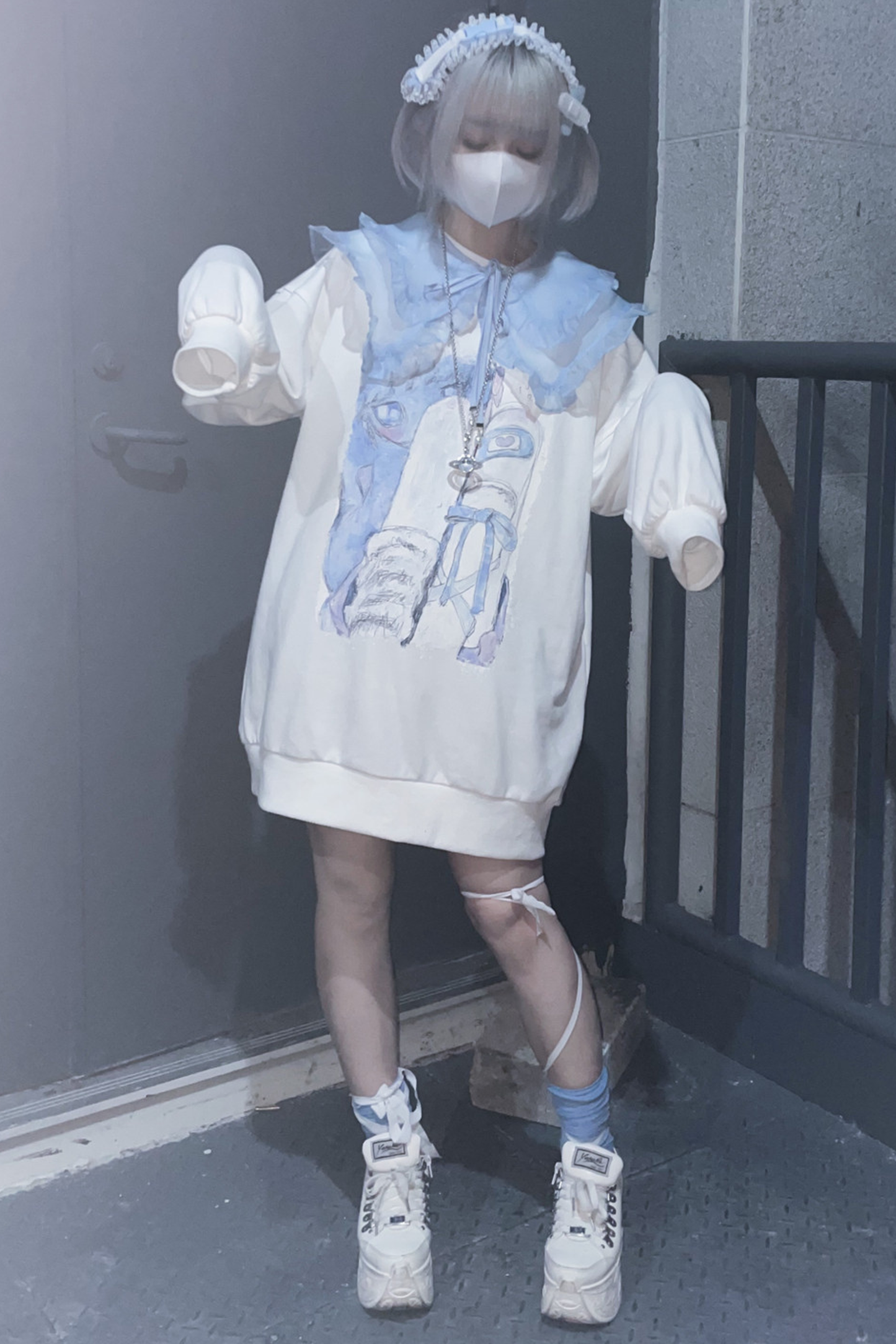 【天使界隈】ホワイトバードアクアルーズスウェットワンピース