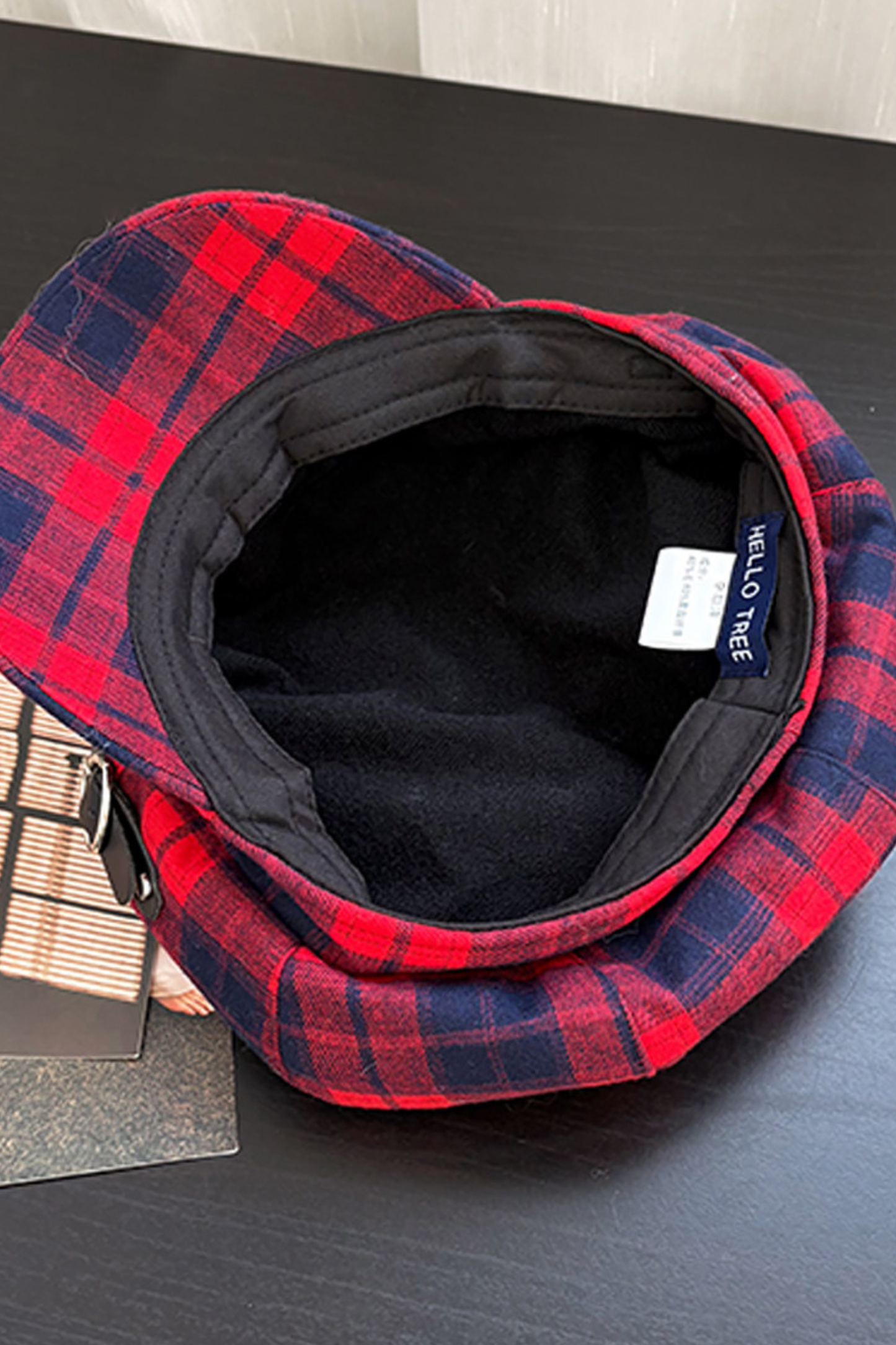 Red Plaid Cat Ear Beret