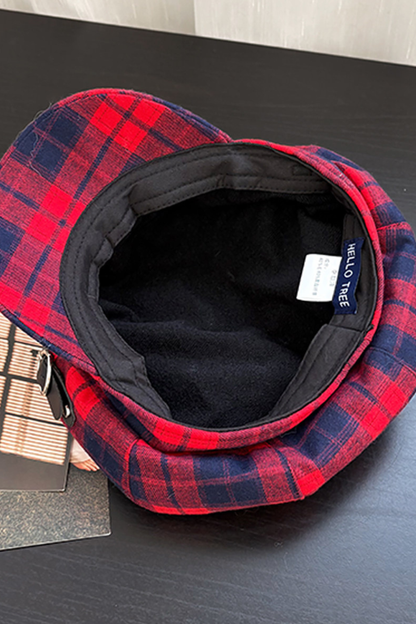 Red Plaid Cat Ear Beret