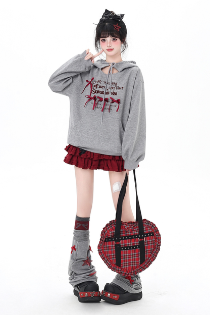 カットアウトリボンフードパーカー