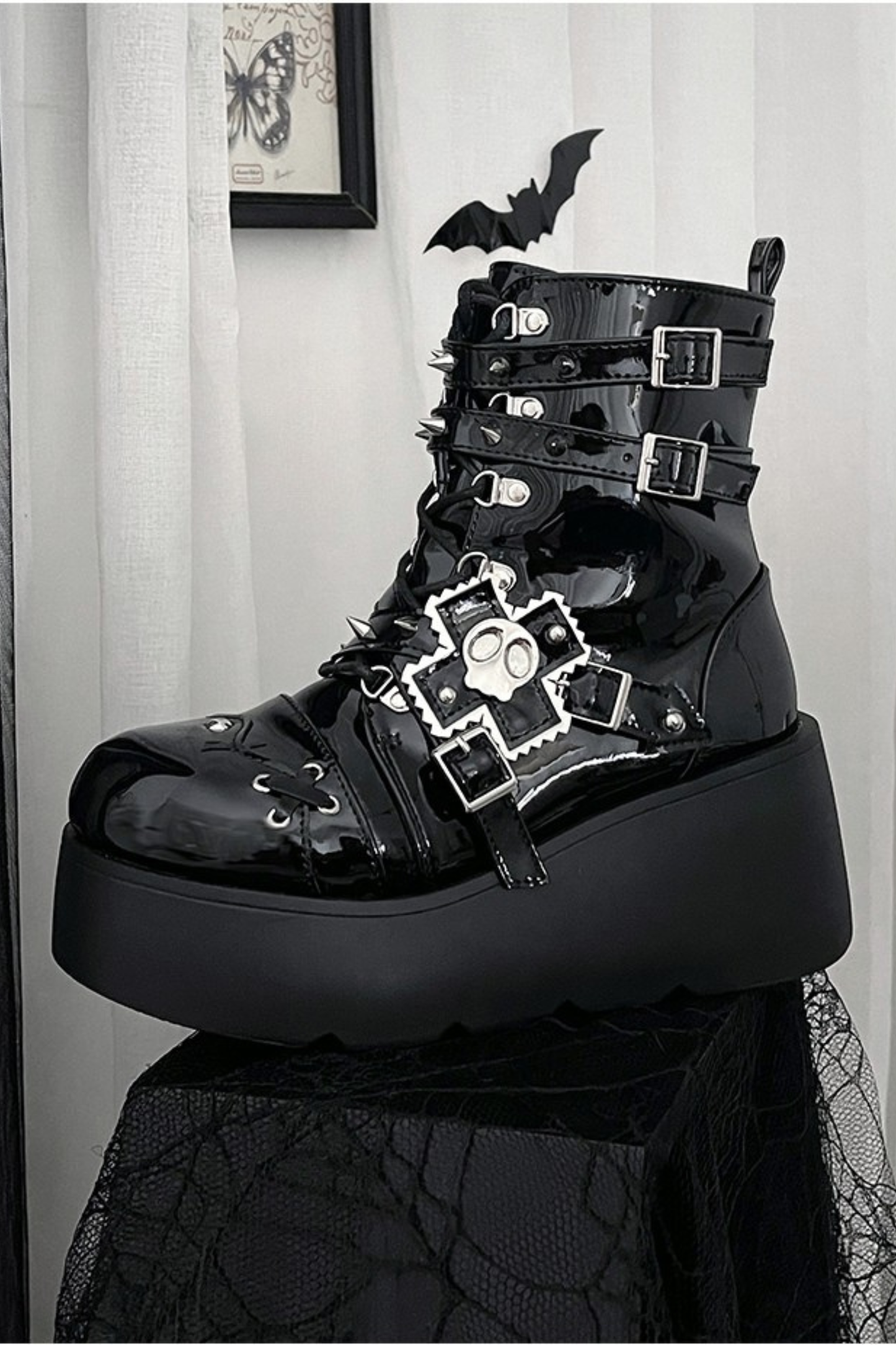 パンクキャットスモールスカルブーツ