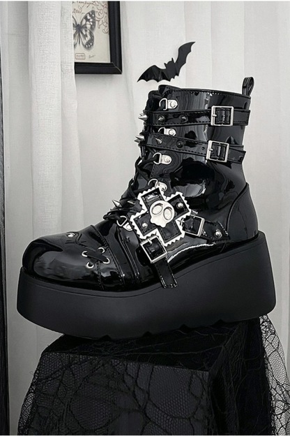 パンクキャットスモールスカルブーツ