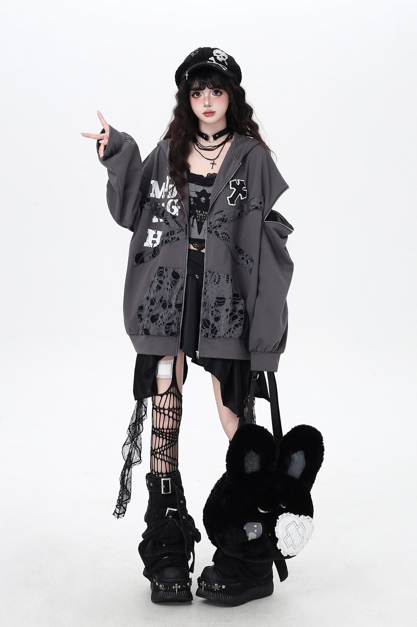 Dark Crazy Girl Loose Hooded Hoodie