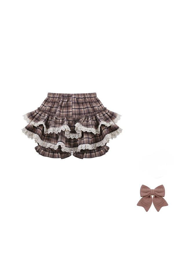 ライトブラウンニットトップス+ケーキスカート