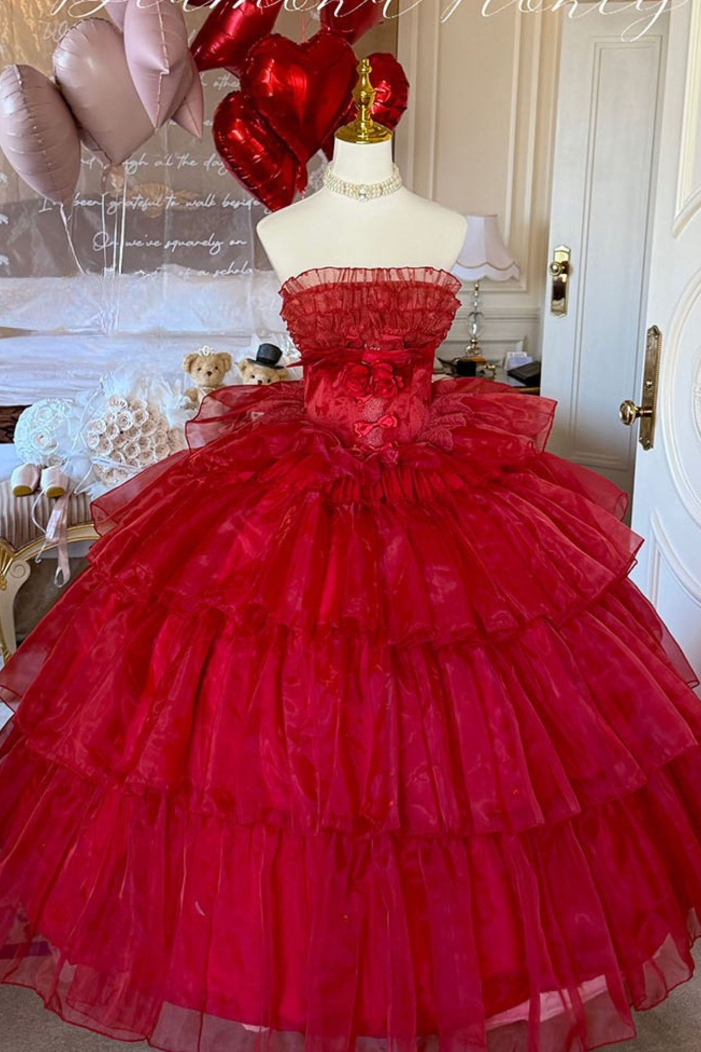 [3월 30일 예약마감] 우아한 무스 러브송 레드 원피스+소매