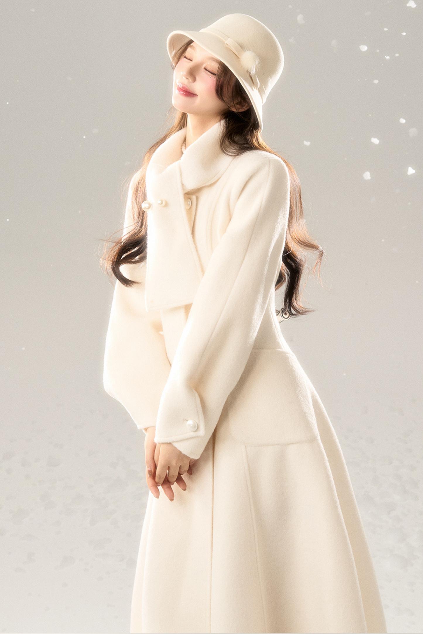 White Moonlight Scarf Collar Coat