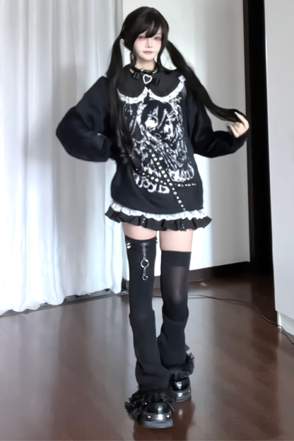 Dark Girl Loose Sweet Crewneck Top