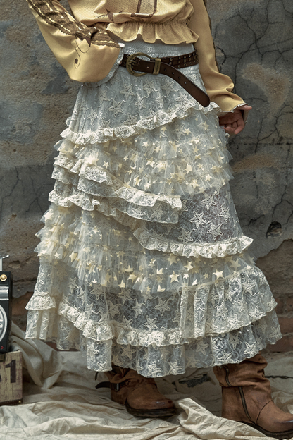 Romantischer Retro-Spitzenrock