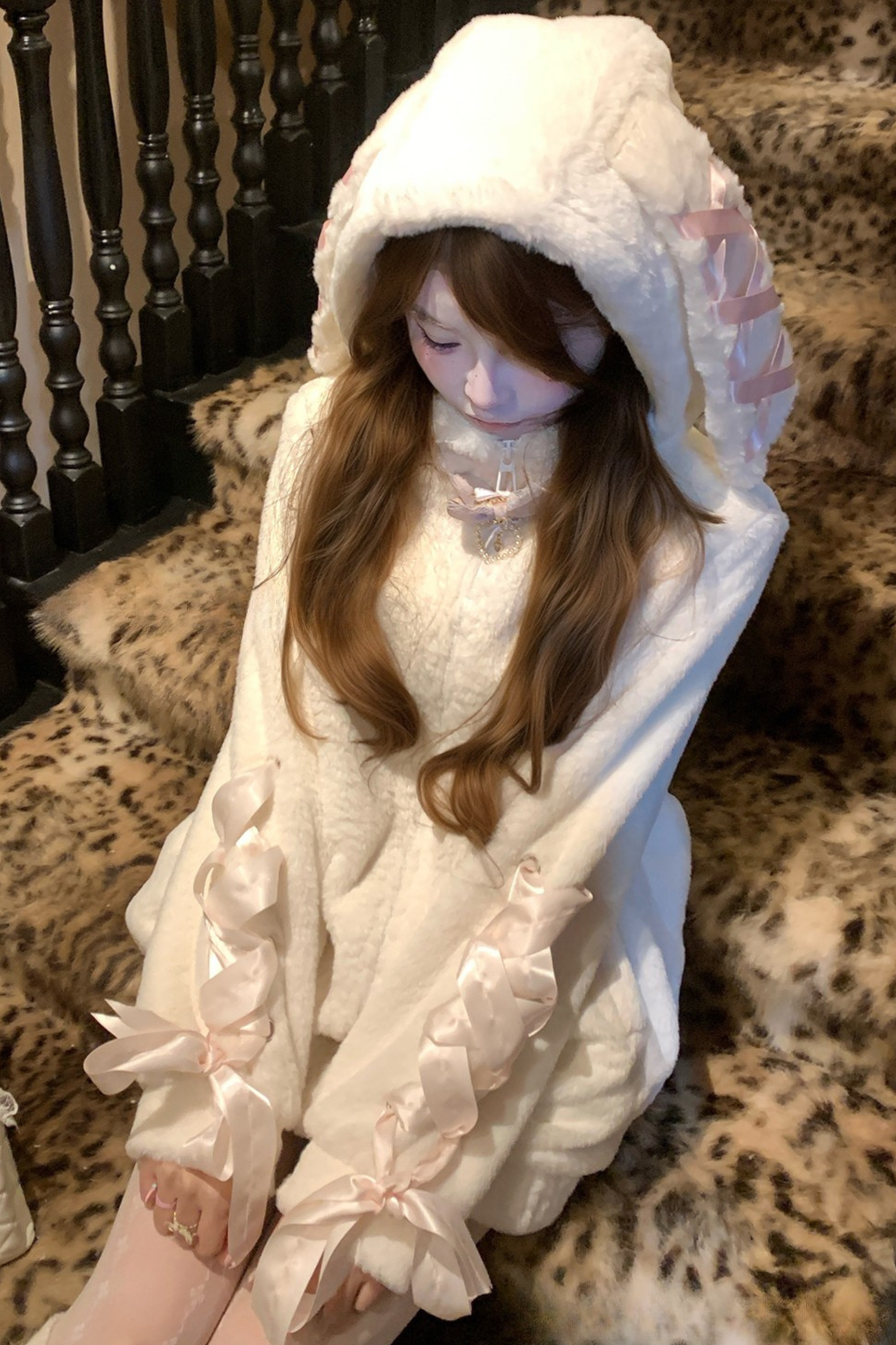 リボンバニーフードジップアップジャケット