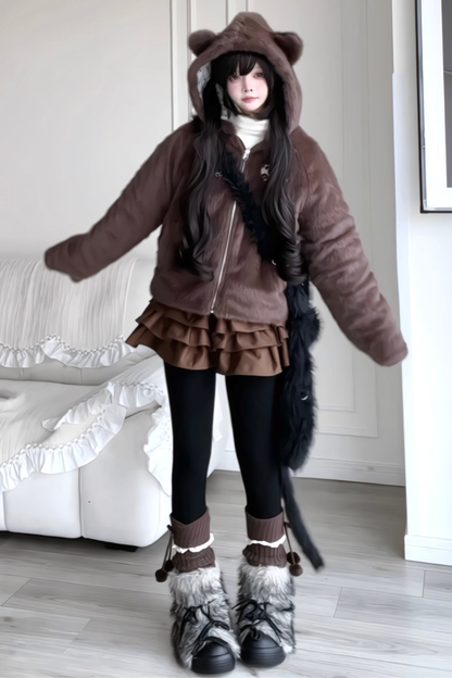 Animal Fur Reversible Zip Jacket