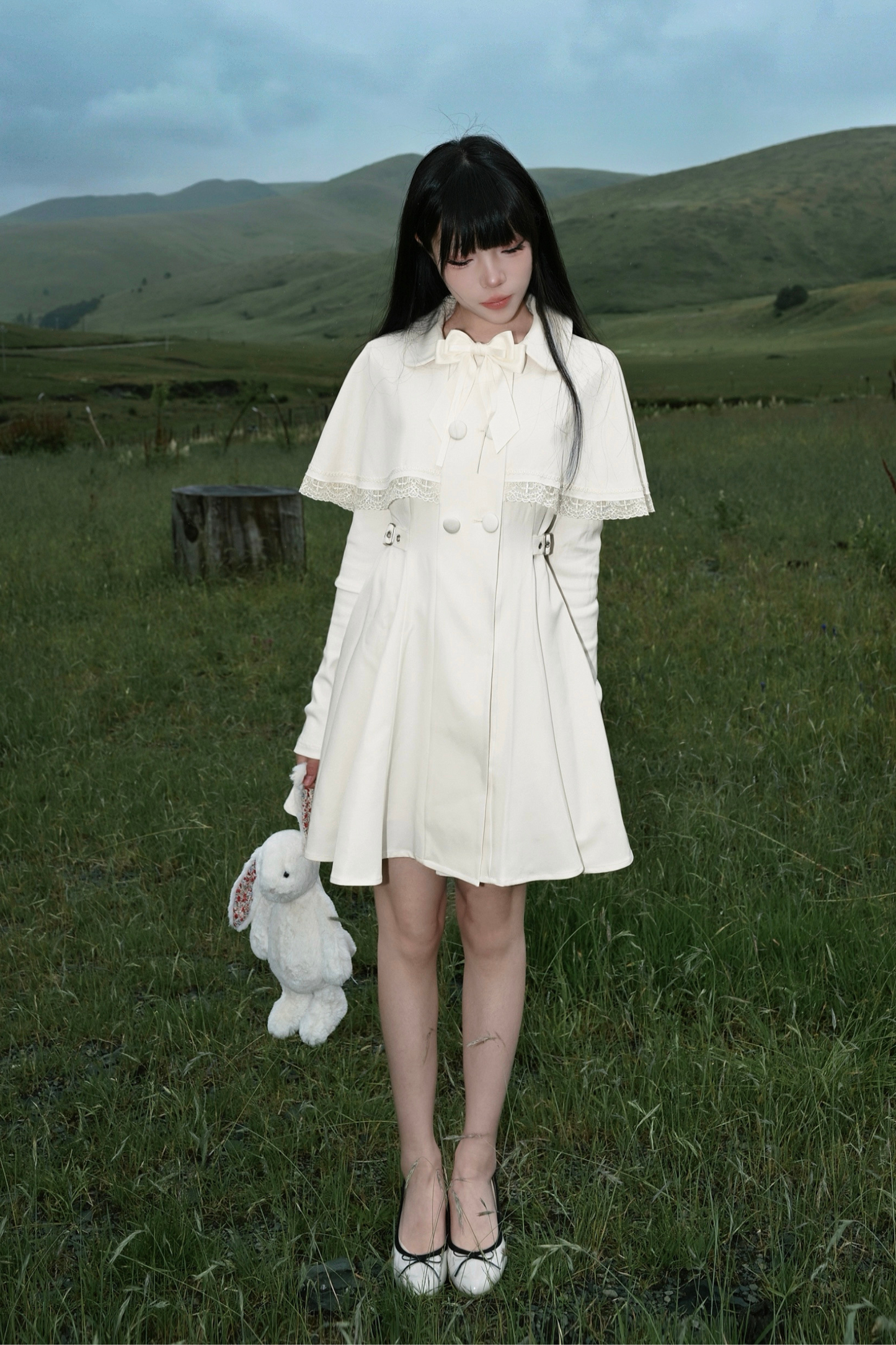 Cape Dark White Girl Dress