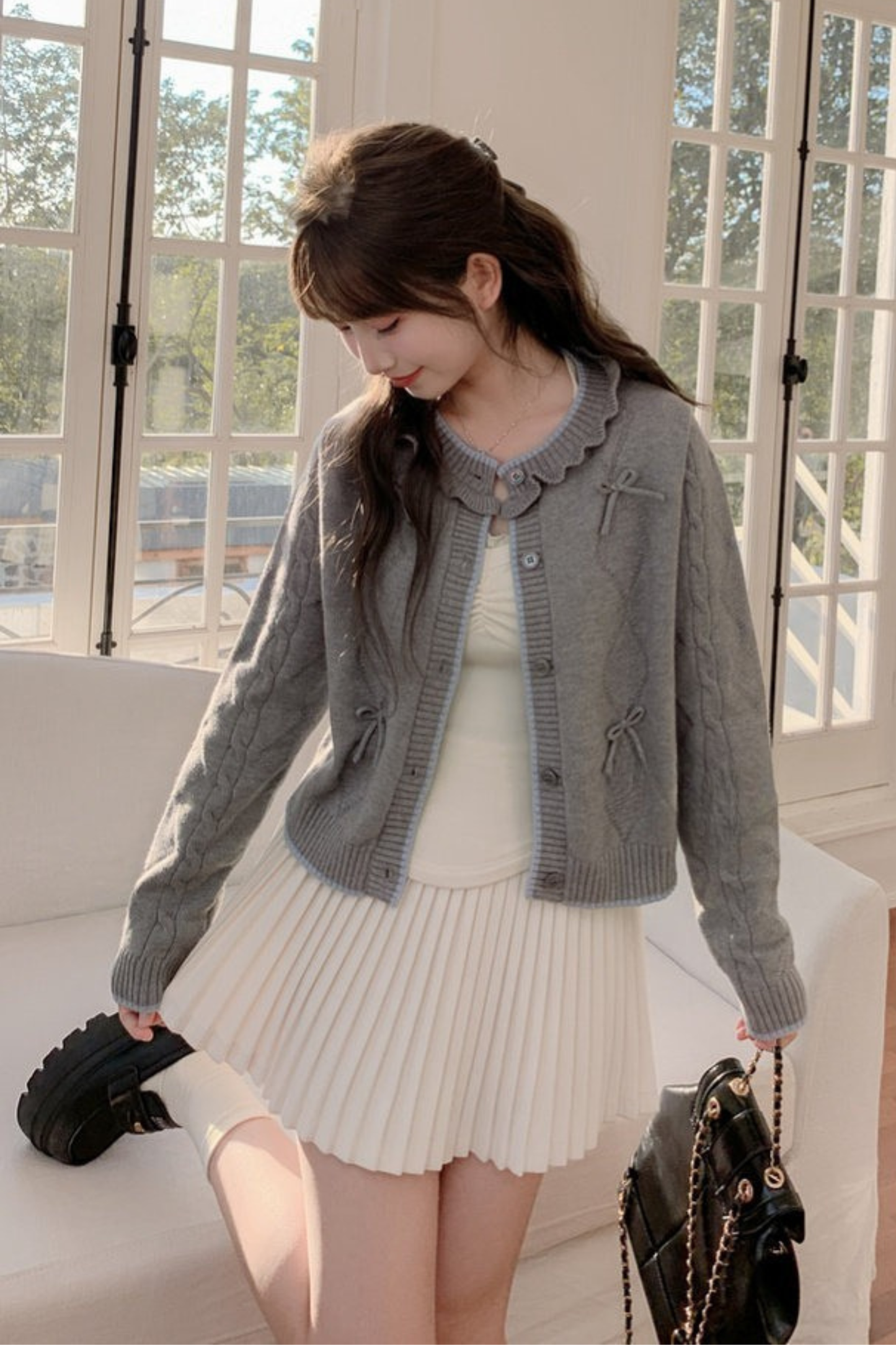 リボンニットカーディガン