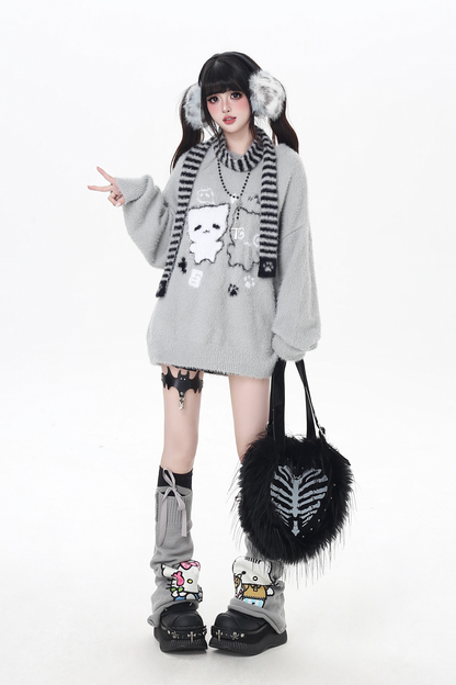 ワックスクルーネックルーズトップス