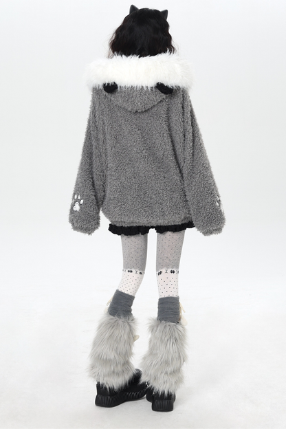 Cat Ear Fleece Hooded Outerwear