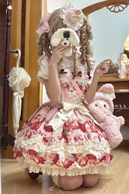 Strawberry Fantasy Lolita Dress + Hairband + Brooch