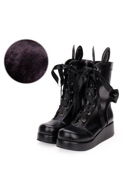 Lolita Bunny Ears Ribbon Boots