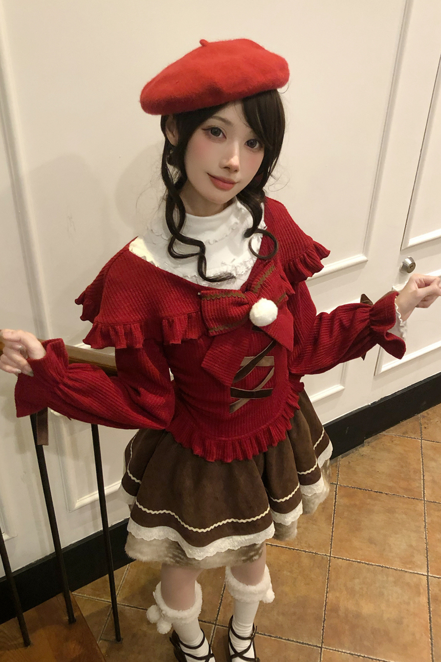 クリスマスガーリーニット+インナー+スカート