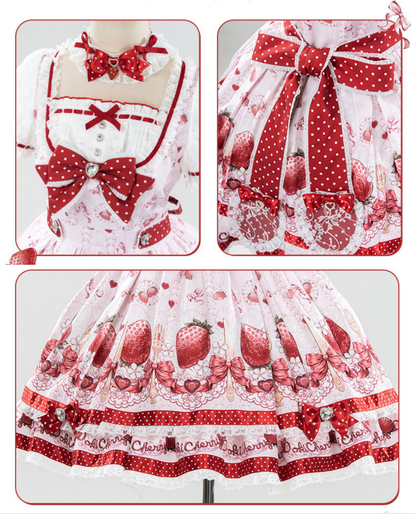 [Vorbestellung bis 3. April] Strawberry-Story-Lolita-Kleid + Accessoires