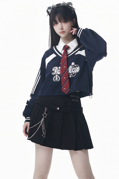 American College Sweatshirt + Tie + Pants + Skirt