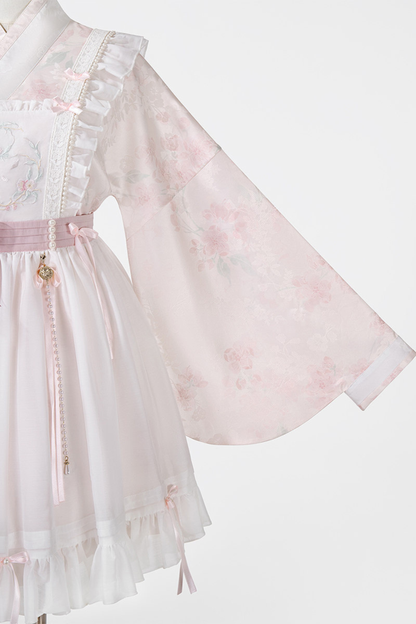 レトロホワイトピーチペチドレスセット