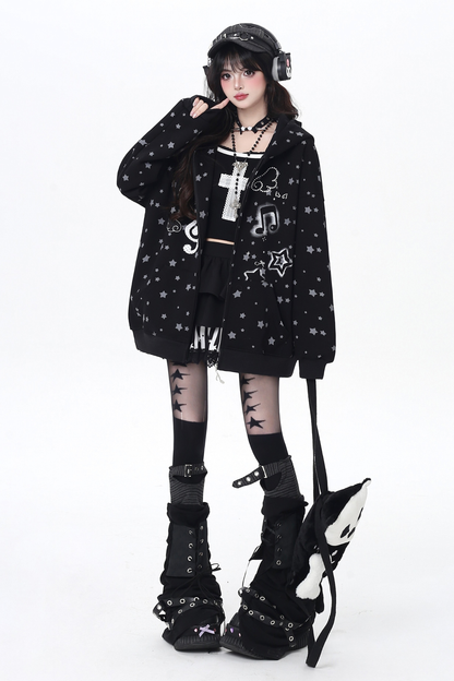 ノートジャンピングポルカドットフードパーカー