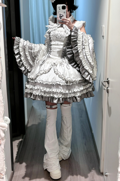 メタリックフリルスプリットスリーブ