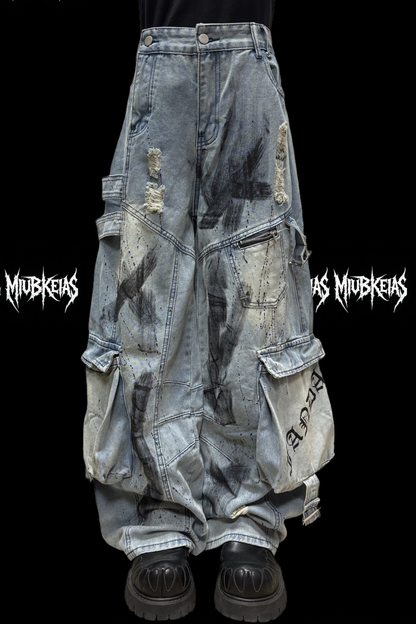 グラフィティデニムカーゴパンツ+ベルト