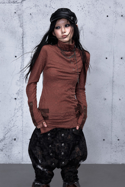 레트로 비대칭 니트 스웨터