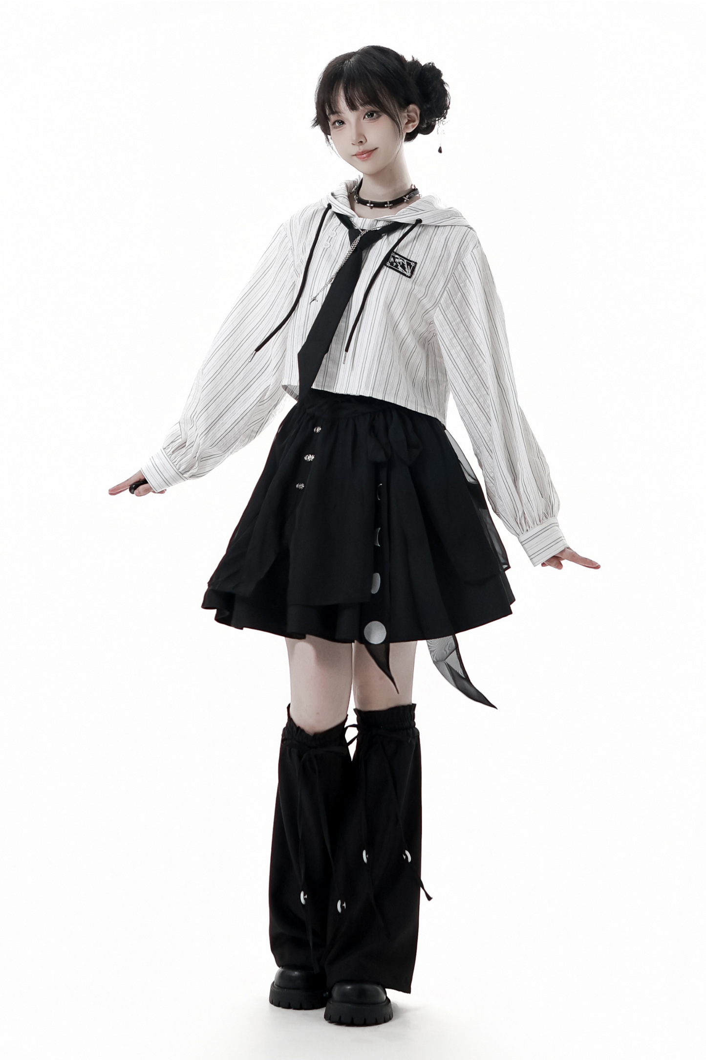 ストライプカップルガールフレンドチャイナセットアップ