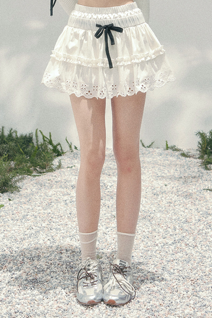 レーススイートティアードパフィースカート