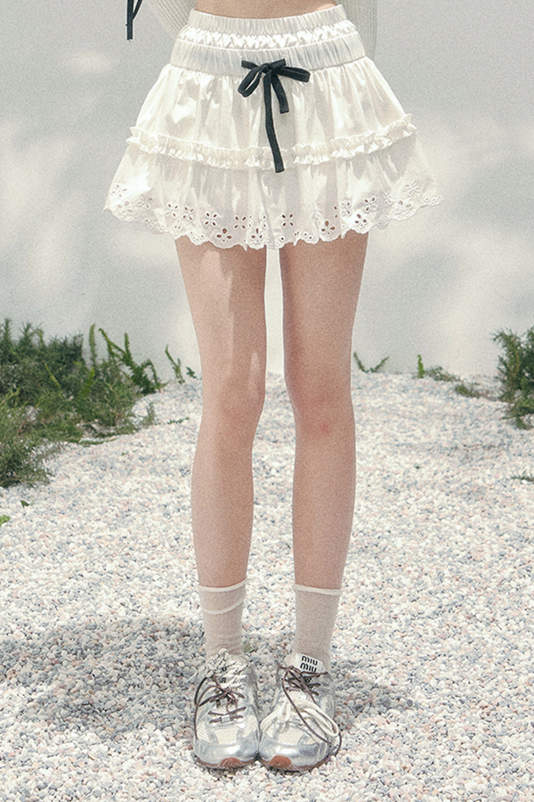 レーススイートティアードパフィースカート