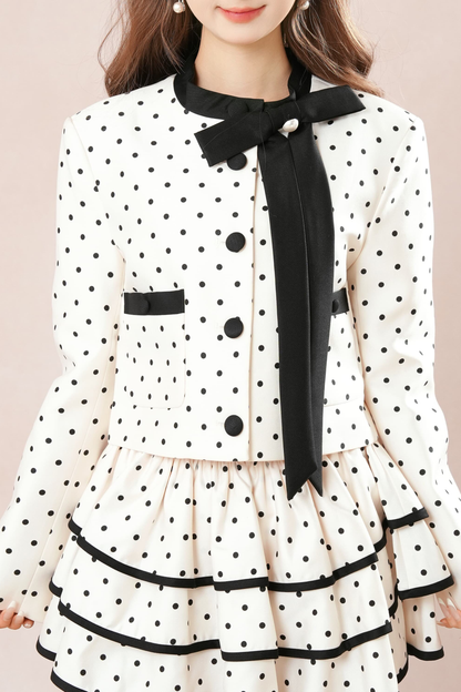 フレンチドットジャケット+ティアードスカート
