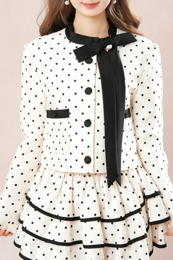 フレンチドットジャケット+ティアードスカート